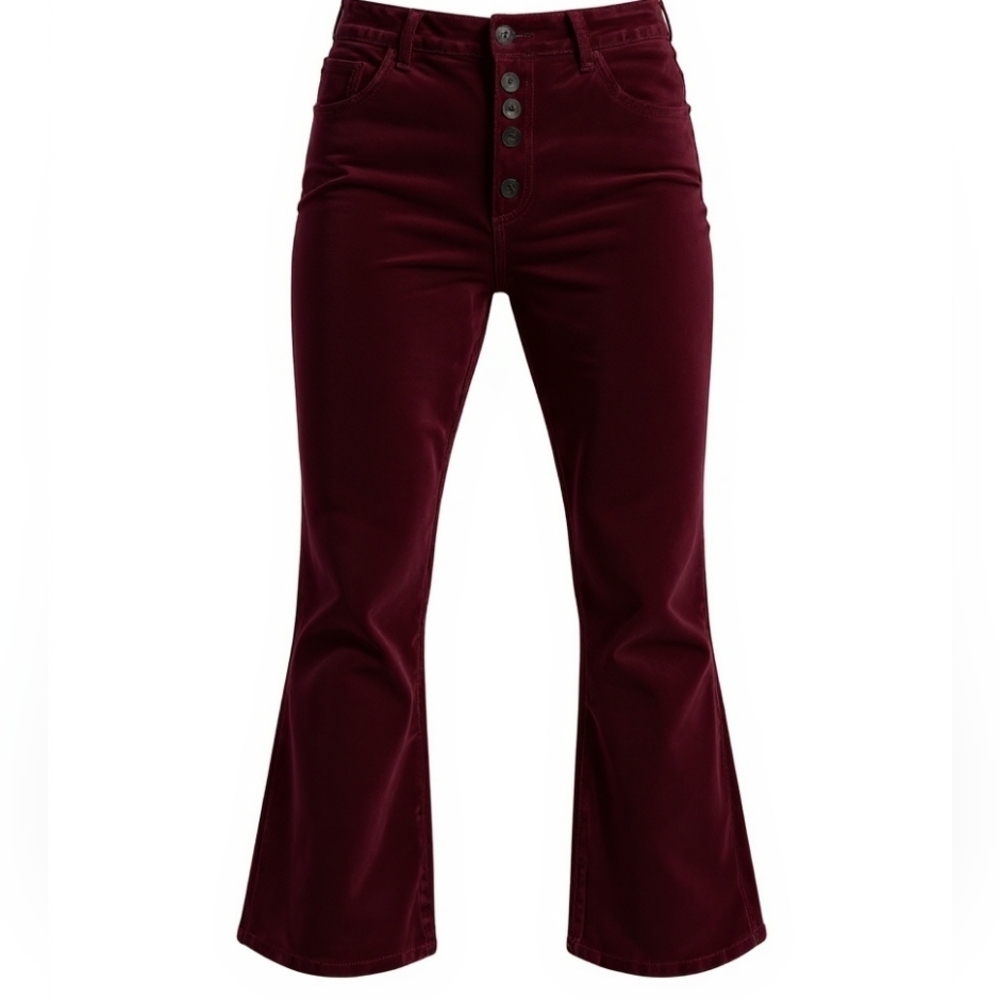 Current Elliott The Side Street Burgandy Velvet Pants Size 27
